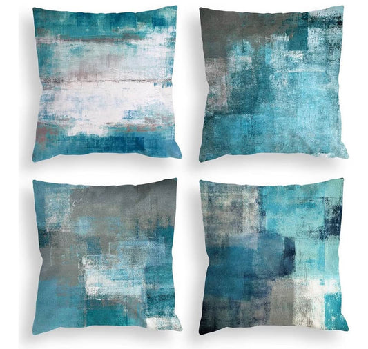 Teal Throw Pillow Covers 18x18 Set of 4 Decorative Cushion Cover Turquoise Grey 