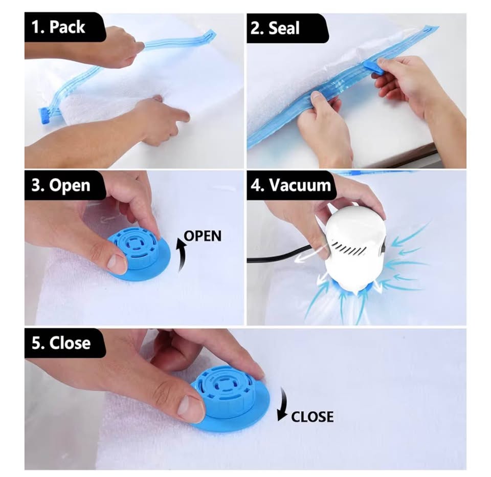 Electric Pump for Vacuum Sealer Bags for Clothes Travel Vacuum Bags with Pump Su