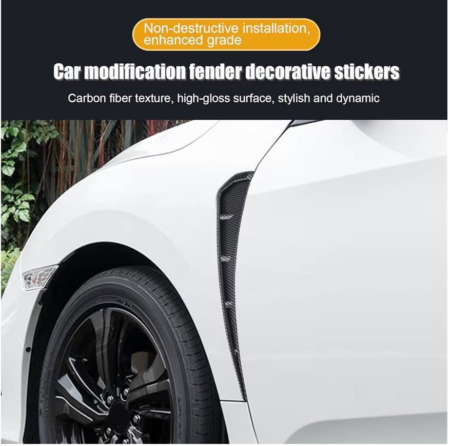 Miytsya 2 PCS Car Fender Side Vents, ABS Carbon Fiber Spoiler, Fender Decorative