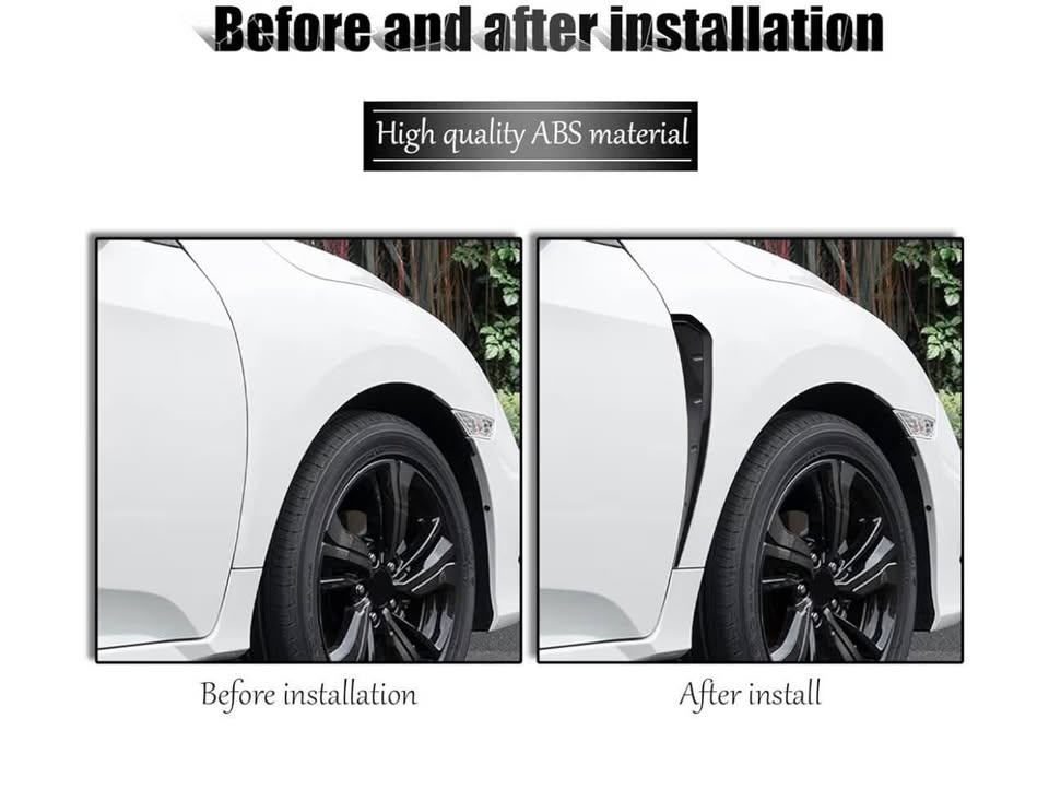 Miytsya 2 PCS Car Fender Side Vents, ABS Carbon Fiber Spoiler, Fender Decorative