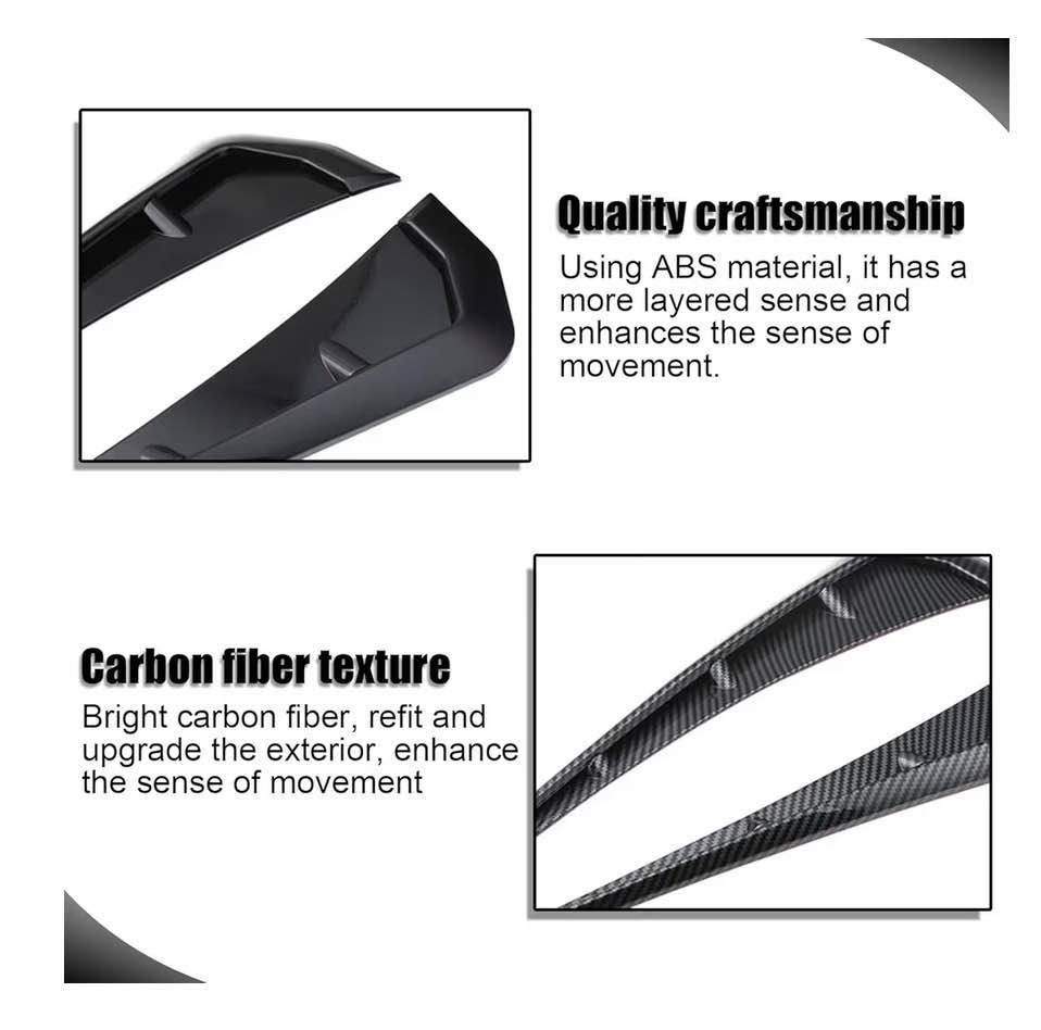 Miytsya 2 PCS Car Fender Side Vents, ABS Carbon Fiber Spoiler, Fender Decorative