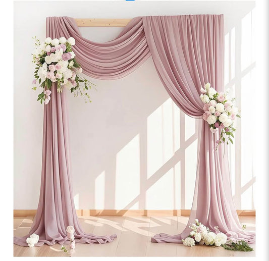 Dusty Rose Chiffon Wedding Arch Draping Fabric
