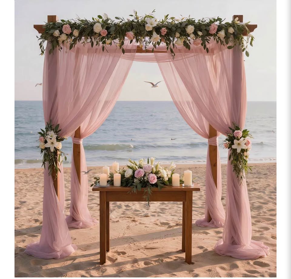 Dusty Rose Chiffon Wedding Arch Draping Fabric