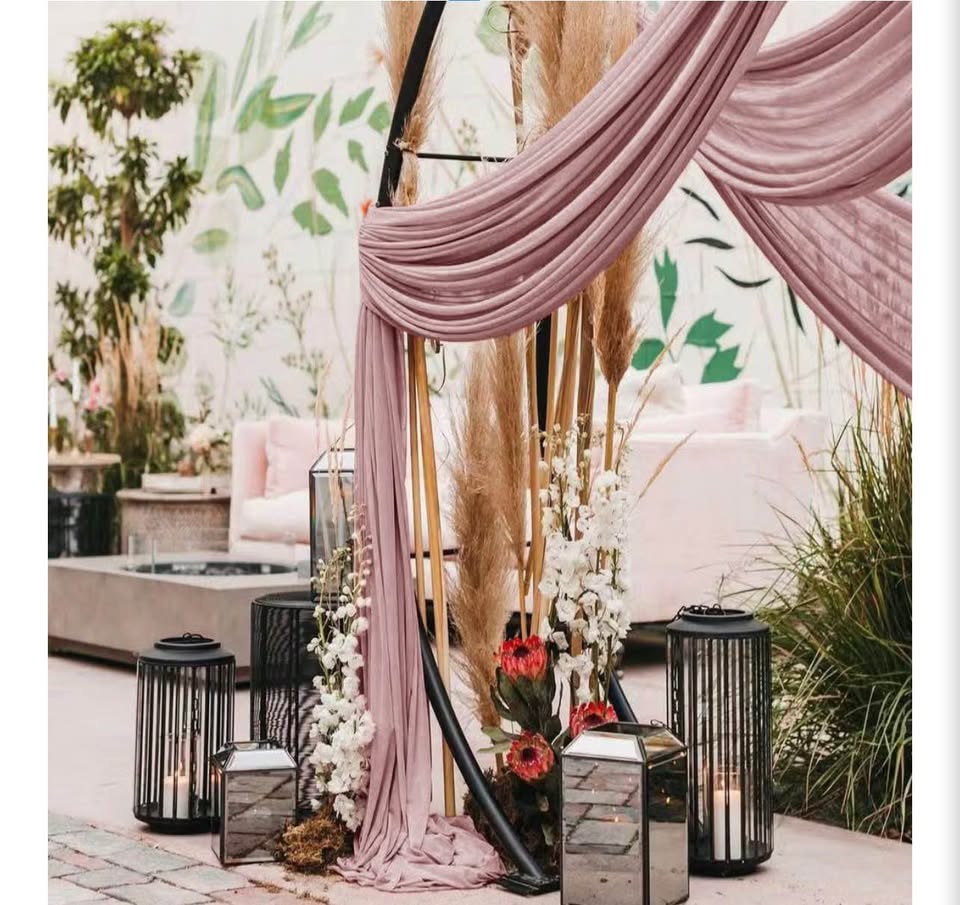 Dusty Rose Chiffon Wedding Arch Draping Fabric