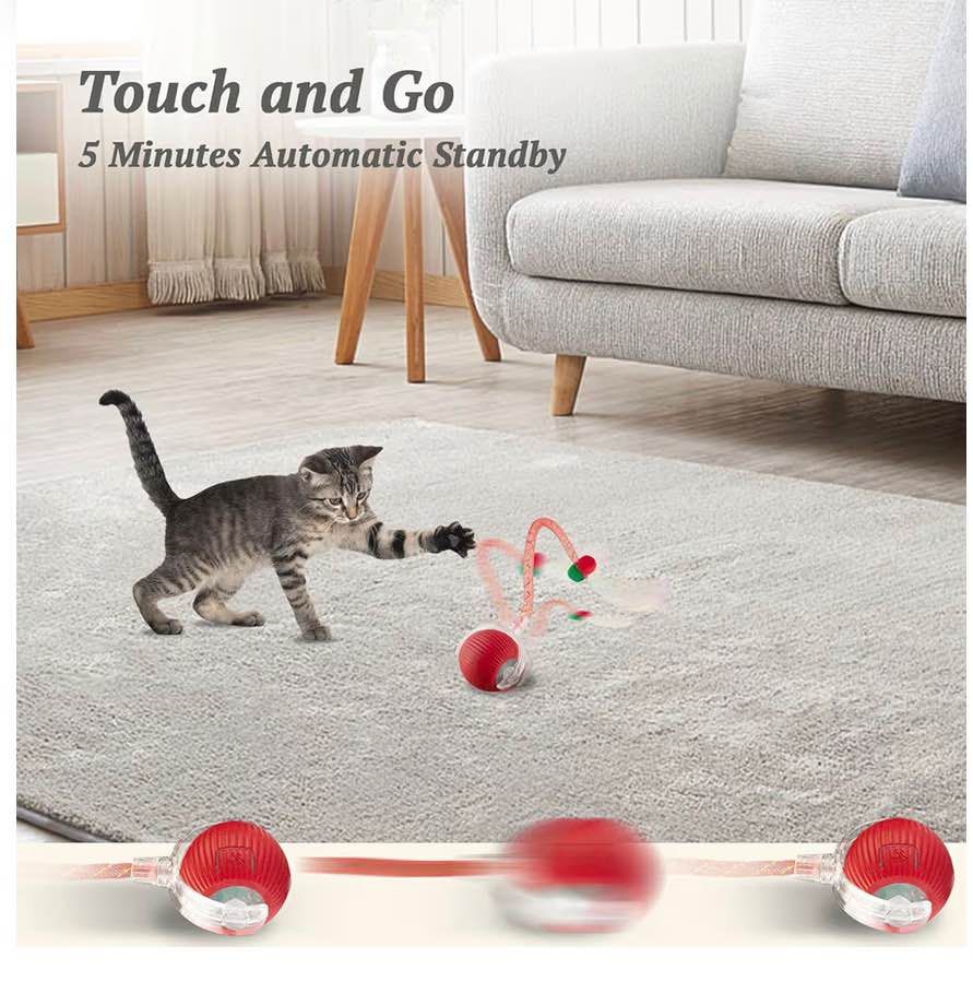 Interactive Cat Toy for Indoor Cats Fast Rolling on Carpet, Speedy Tail 2.0 Cat 