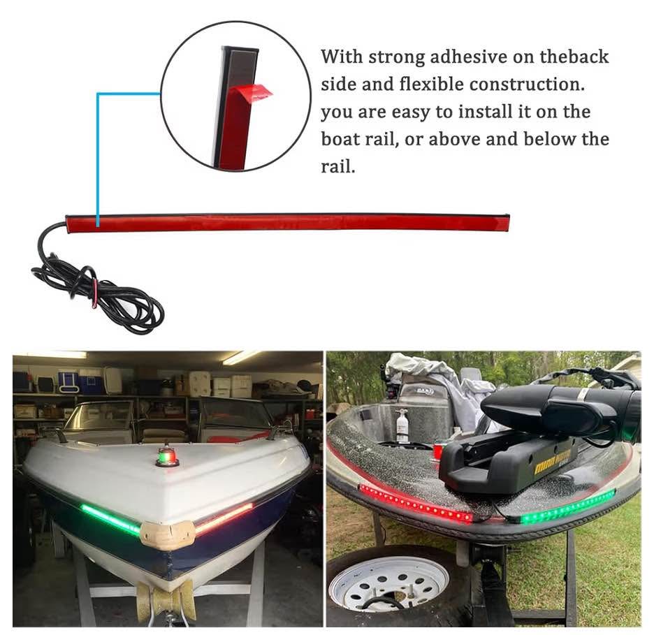 Boaton Marine Navigation Lights for Night Fishing - No Drilling Install Bow and 