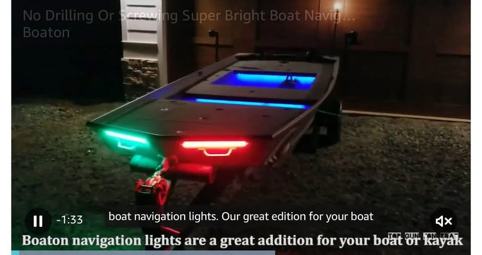 Boaton Marine Navigation Lights for Night Fishing - No Drilling Install Bow and 