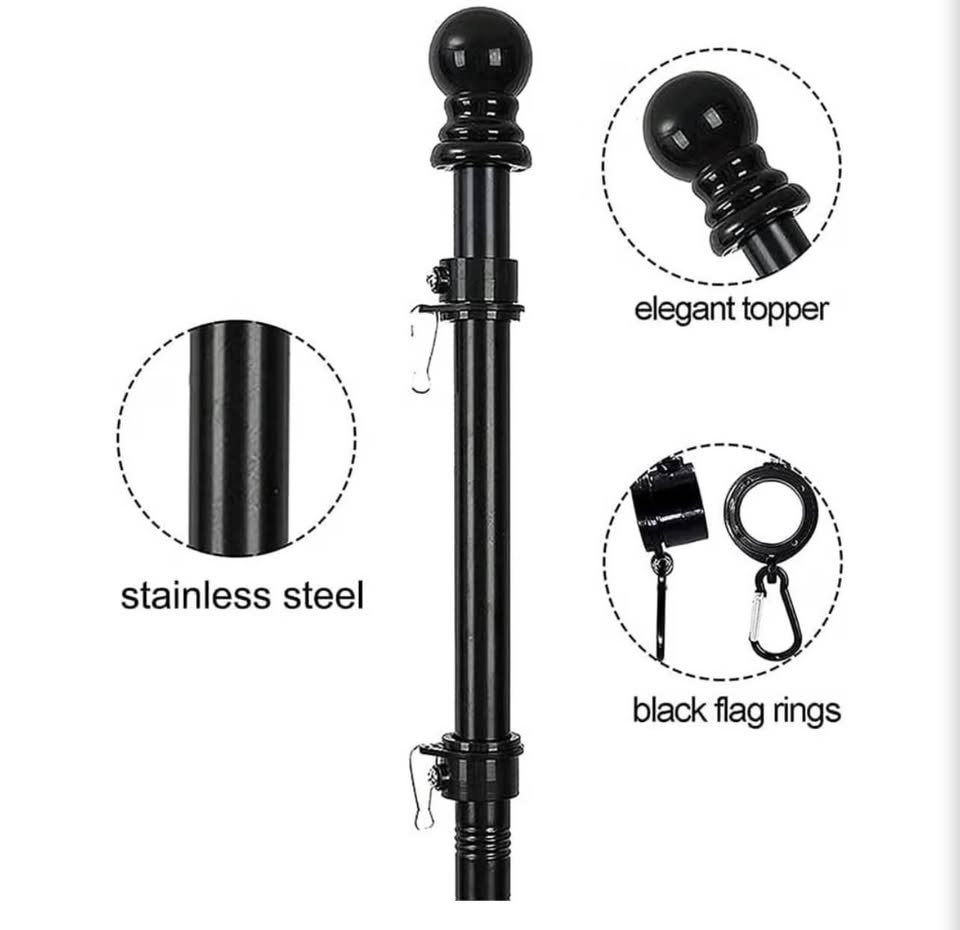 5FT Flag Pole Kit,Flag Pole with Bracket for House Garden(1,Black)