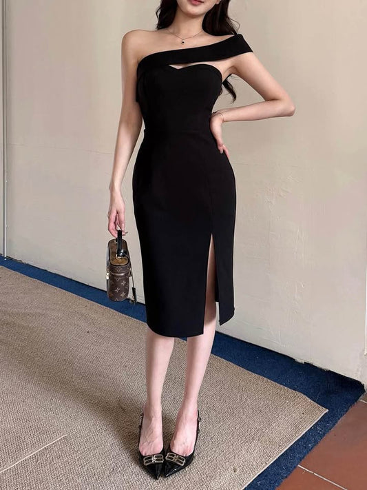 women's spaghetti strap bodycon maxi dress long fomal thigh- high slit club wedd