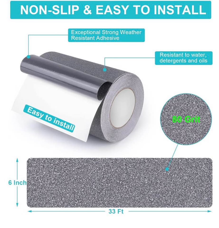 5.9”x 33”Black Anti-Slip Tape Roll - 80 Grit