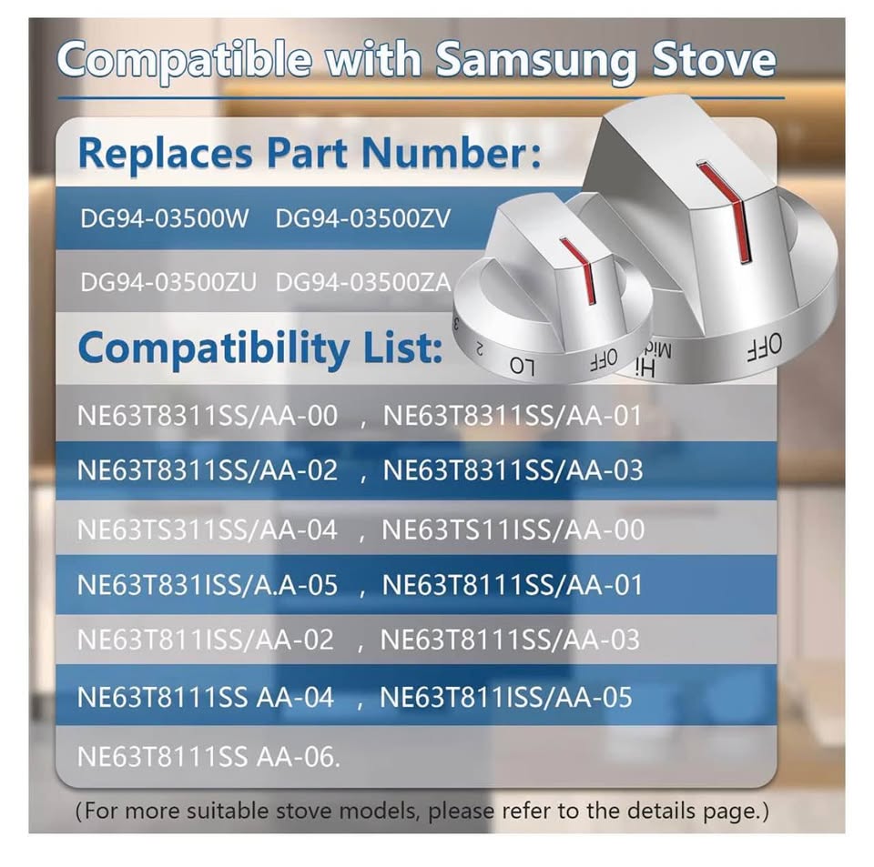 Samsung Electric Stove Knob Replacements DG94-03500V DG94-03500W