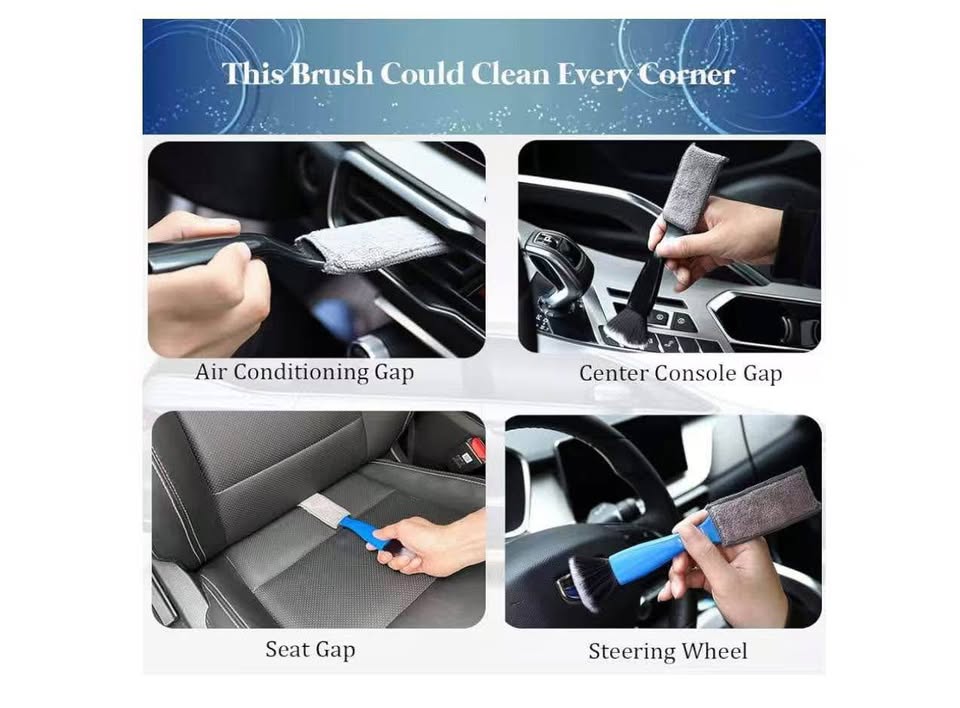 Smeyta Double Head Brush for Car Cleaning, Detailing Interior and Exterior - Sof