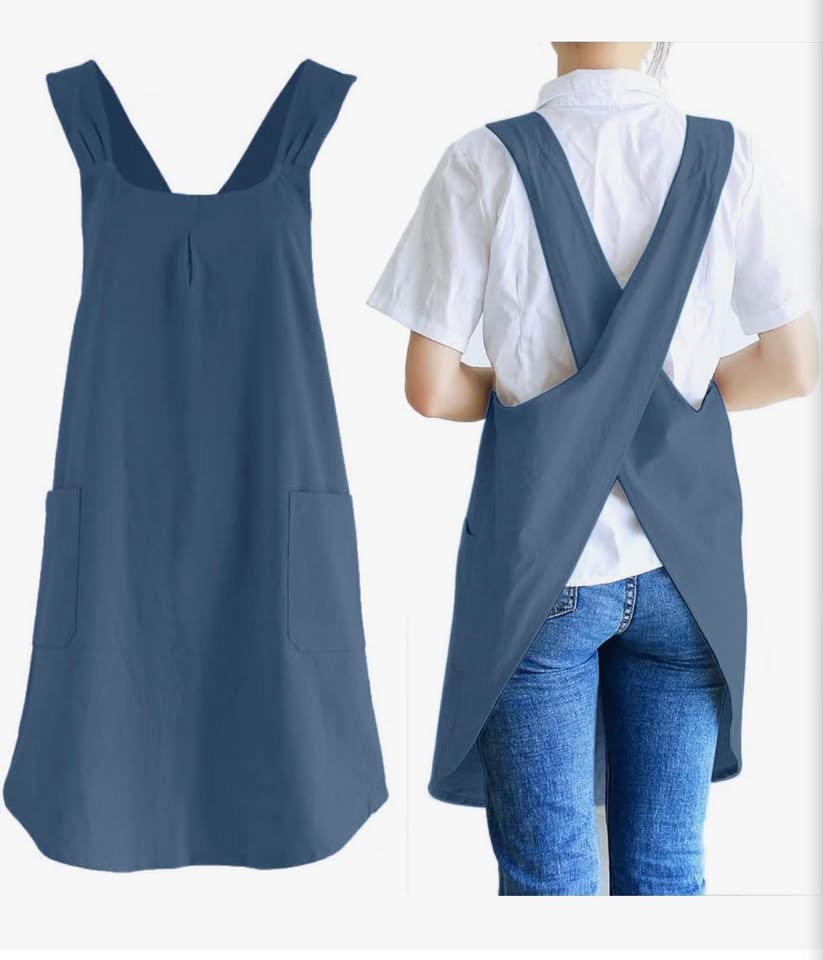 Japanese Cotton Linen Cross Back Cooking Apron for Women Men