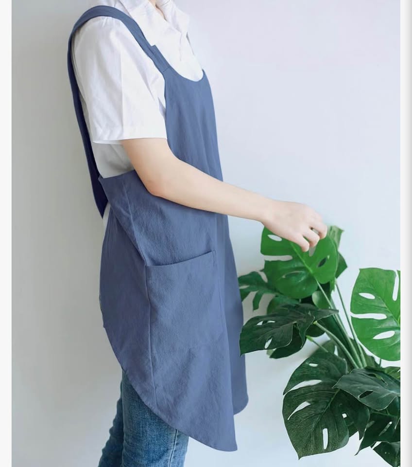 Japanese Cotton Linen Cross Back Cooking Apron for Women Men