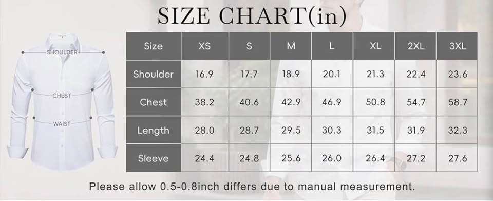 Men's Wrinkle Free Dress Shirts Regular Fit