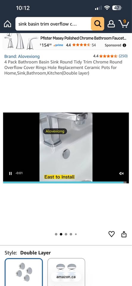 2 Pack Bathroom Basin Sink Round Tidy Trim Chrome Round Overflow Cover Rings Hol
