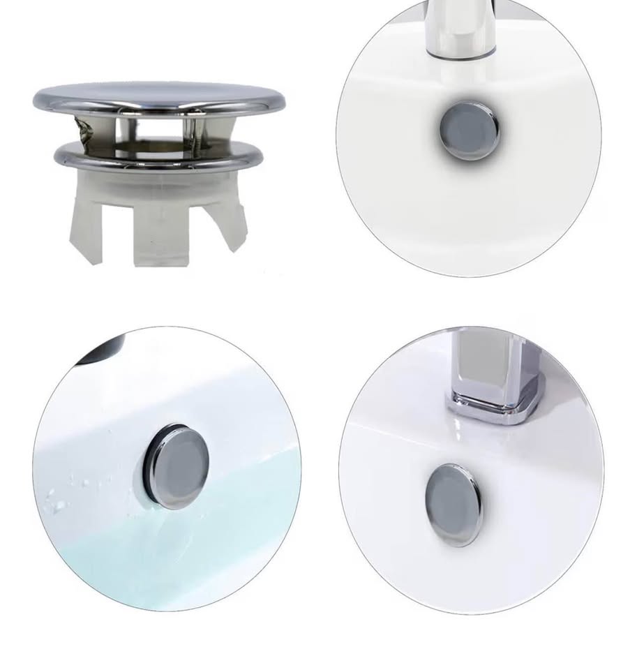 2 Pack Bathroom Basin Sink Round Tidy Trim Chrome Round Overflow Cover Rings Hol