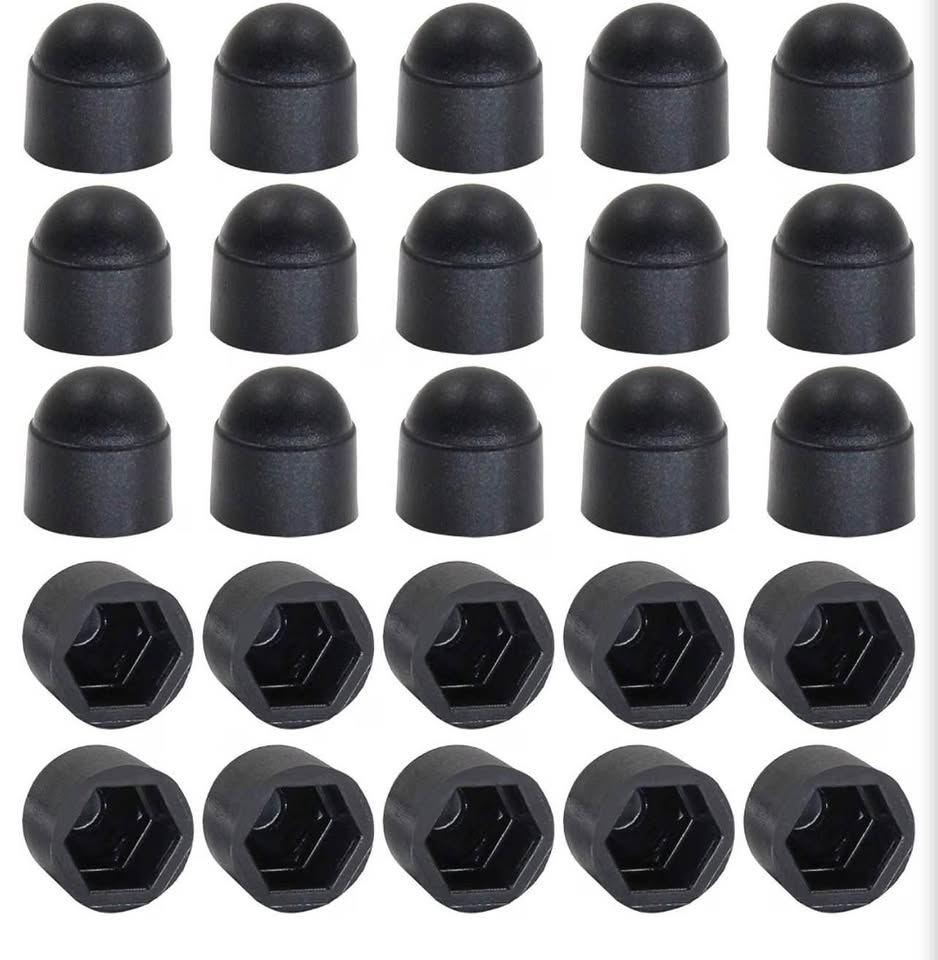 25-Piece Black Plastic Hex Bolt Nut Protection Caps