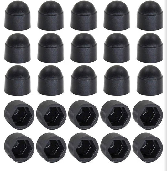 25-Piece Black Plastic Hex Bolt Nut Protection Caps