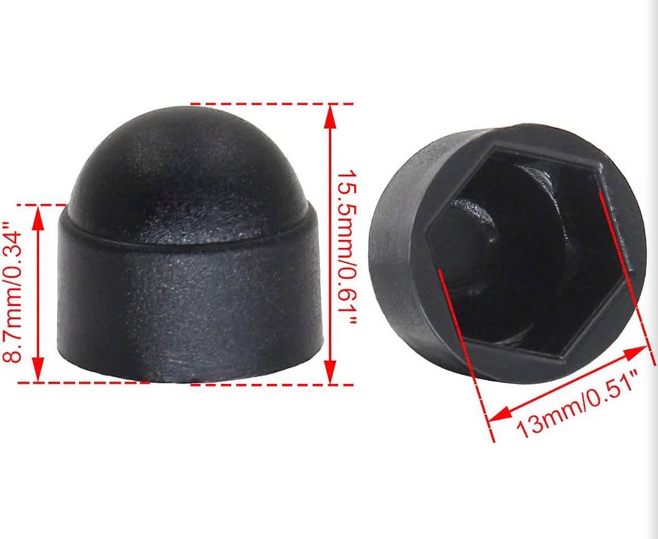 25-Piece Black Plastic Hex Bolt Nut Protection Caps