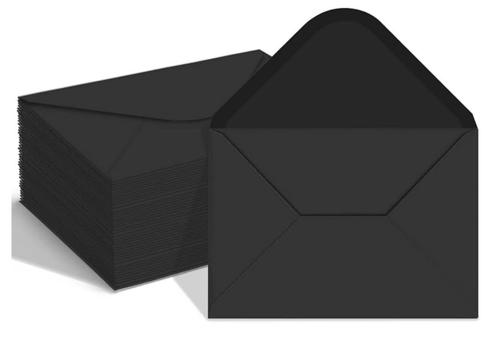 100 Pack 4x6 Envelopes for Invitations, Black A4 Envelopes, Postcard Envelopes, 