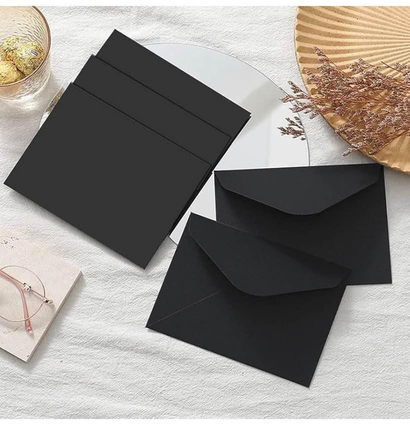100 Pack 4x6 Envelopes for Invitations, Black A4 Envelopes, Postcard Envelopes, 