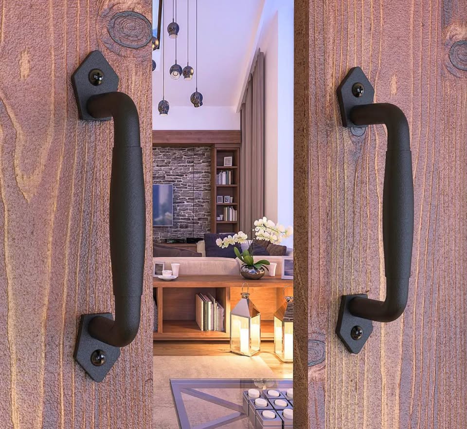 Pair of Black Rustic Barn Door Handles