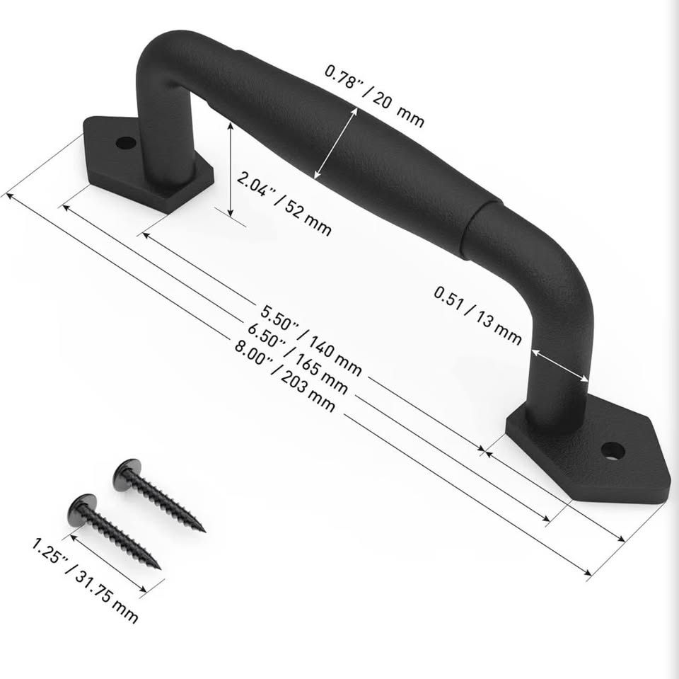 Pair of Black Rustic Barn Door Handles
