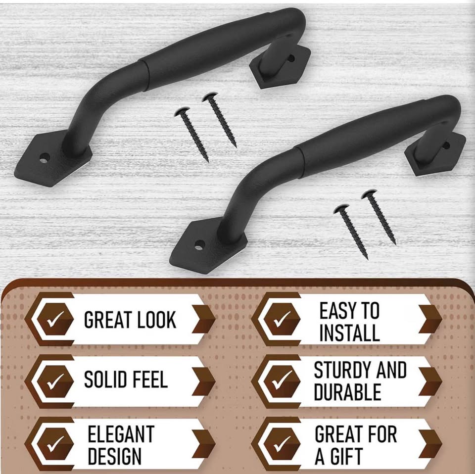 Pair of Black Rustic Barn Door Handles