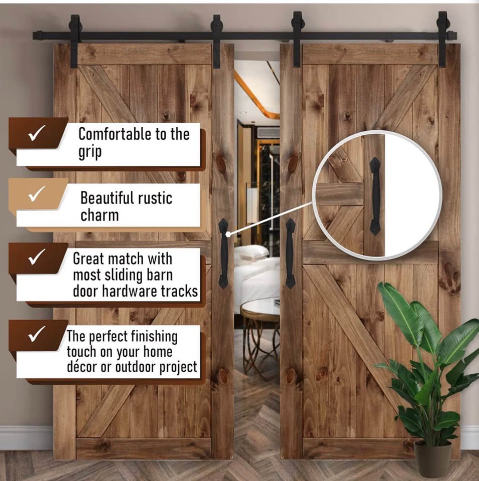 Pair of Black Rustic Barn Door Handles