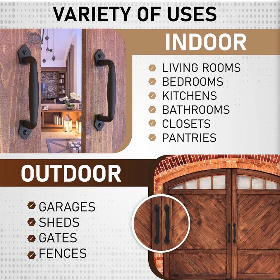 Pair of Black Rustic Barn Door Handles