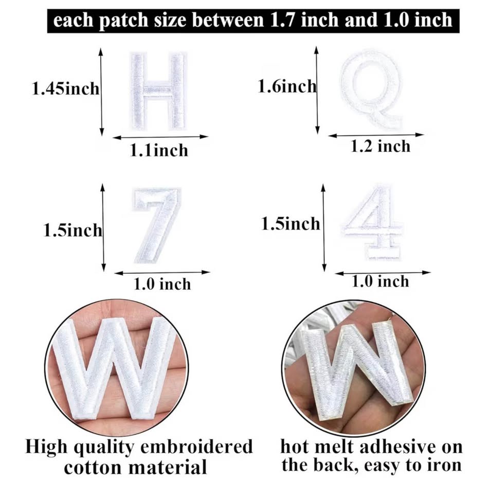 72 Pieces Iron on Letters and Numbers Patches, Embroidered Sew On Patches Alphab
