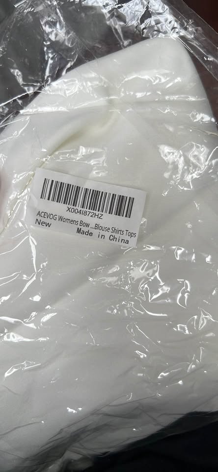 ACEVOG Bow Tie Neck Long Sleeve Blouse，White，L&XXL