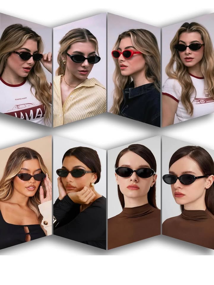 Retro Oval Sunglasses for Women Fashion Small Oval Frame Sun Glasses 90s Vintage