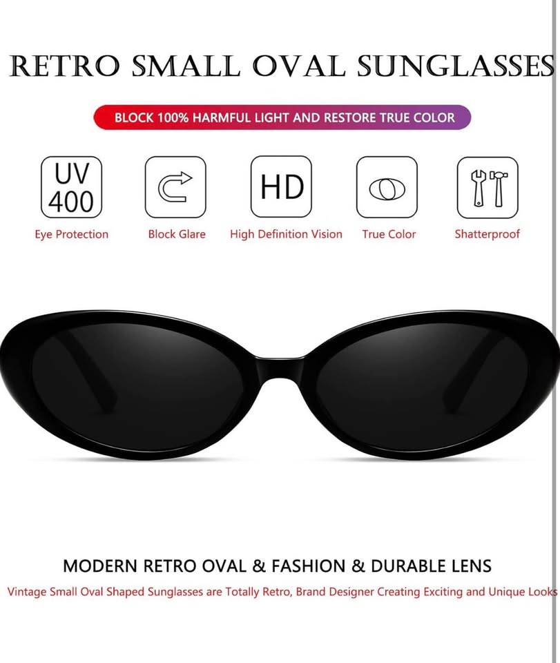 Retro Oval Sunglasses for Women Fashion Small Oval Frame Sun Glasses 90s Vintage
