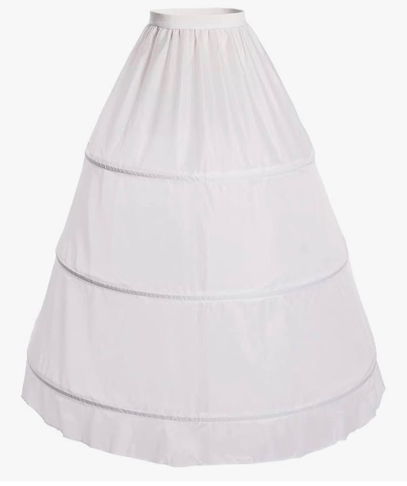 3 Hoops Bustle Costume Crinoline Pannier Petticoat Cosplay Underskirt White, Whi