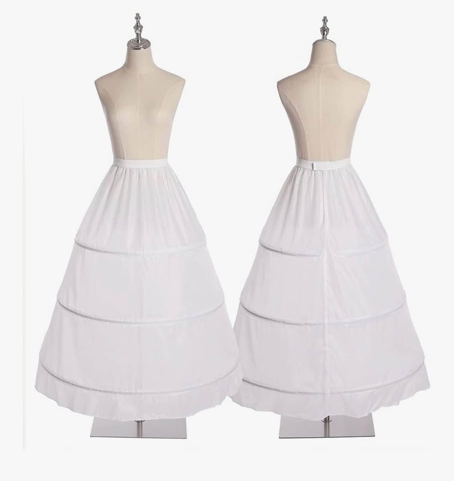 3 Hoops Bustle Costume Crinoline Pannier Petticoat Cosplay Underskirt White, Whi