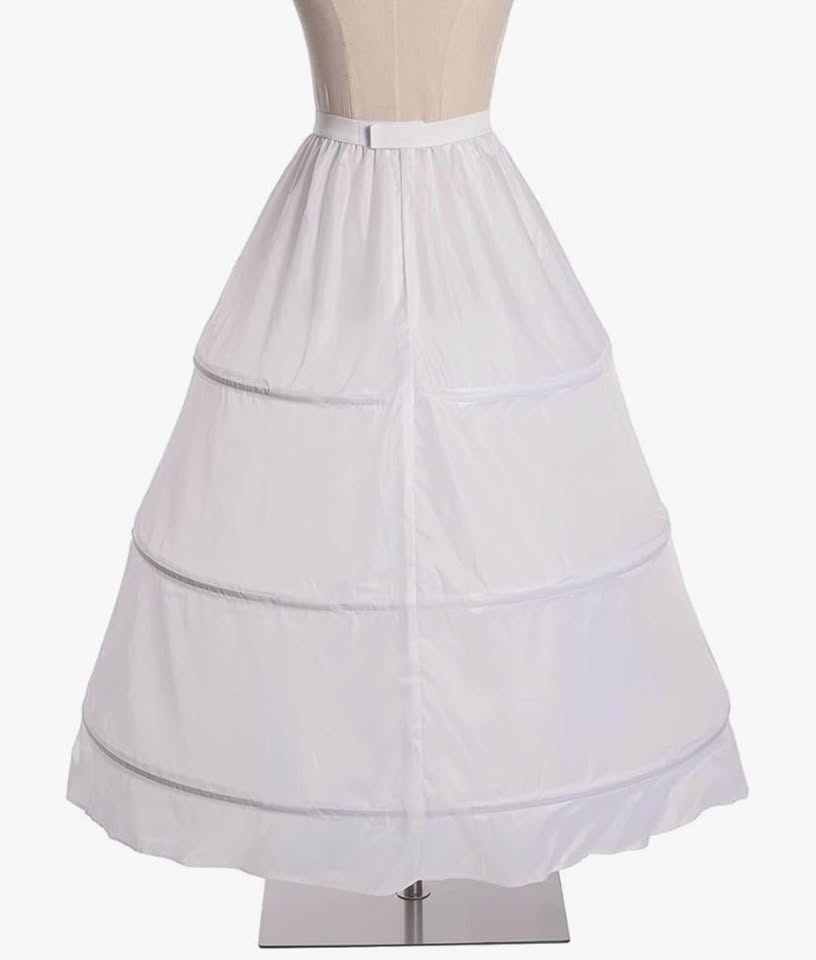 3 Hoops Bustle Costume Crinoline Pannier Petticoat Cosplay Underskirt White, Whi