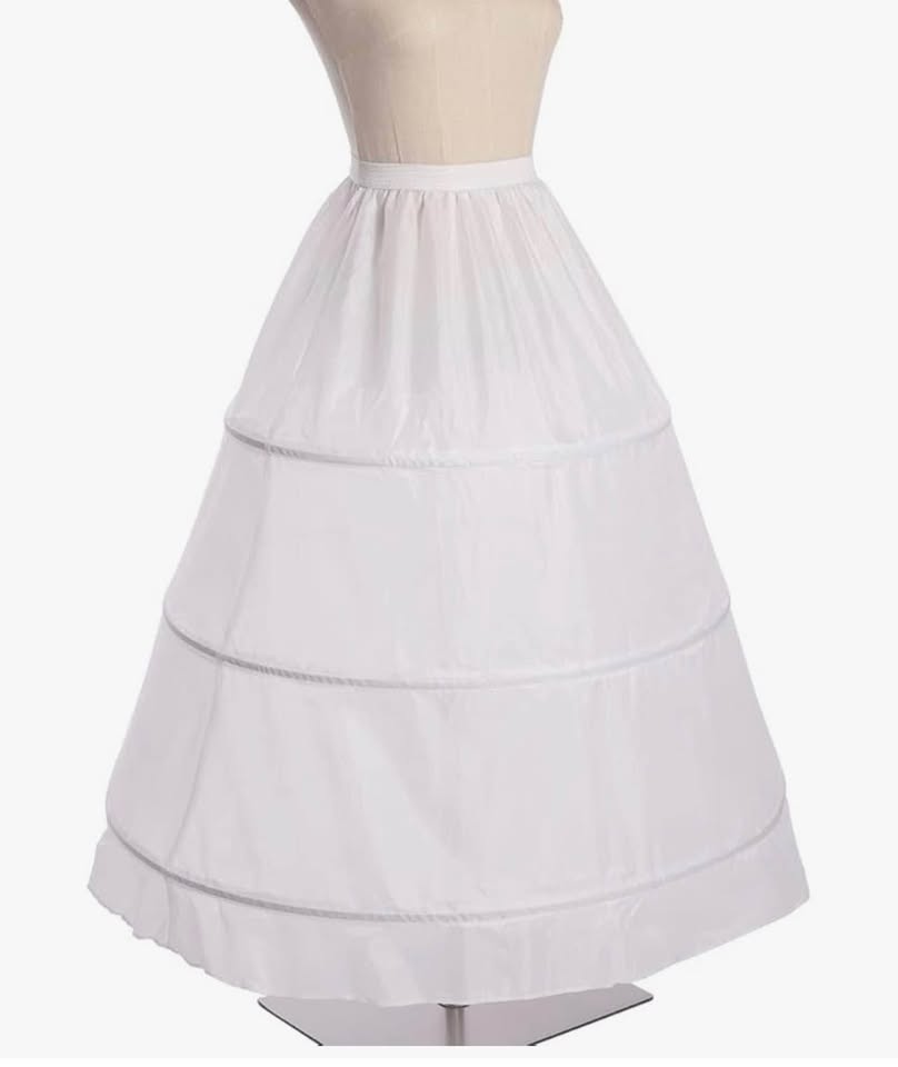 3 Hoops Bustle Costume Crinoline Pannier Petticoat Cosplay Underskirt White, Whi