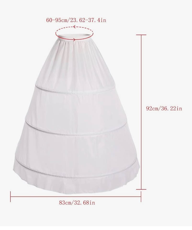 3 Hoops Bustle Costume Crinoline Pannier Petticoat Cosplay Underskirt White, Whi