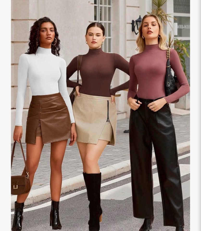 White Long Sleeve Mock Neck Bodysuit Medium