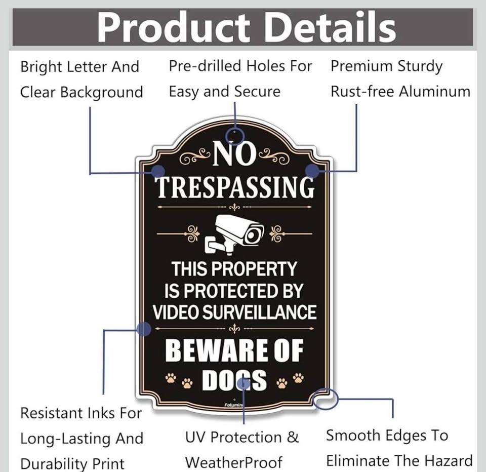 2 Pack No Trespassing This Property is Protected by Video Surveillance Beware of
