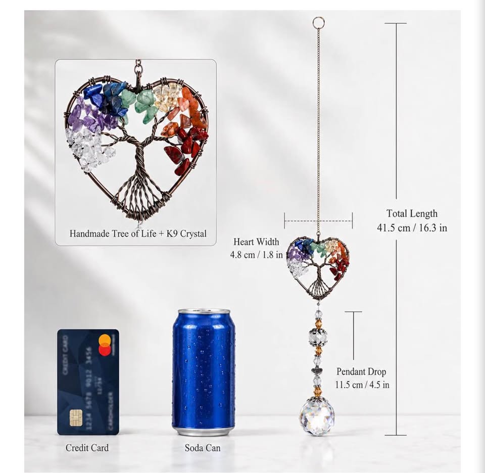 Handmade Tree of Life Crystal Suncatcher