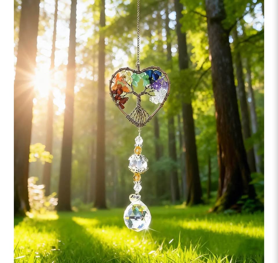 Handmade Tree of Life Crystal Suncatcher