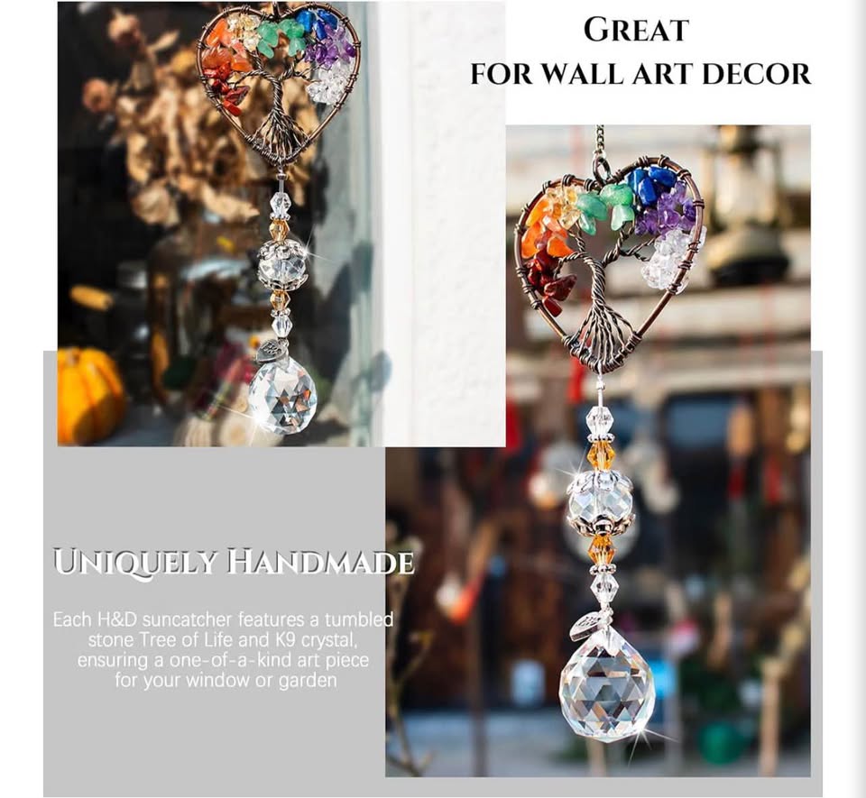 Handmade Tree of Life Crystal Suncatcher