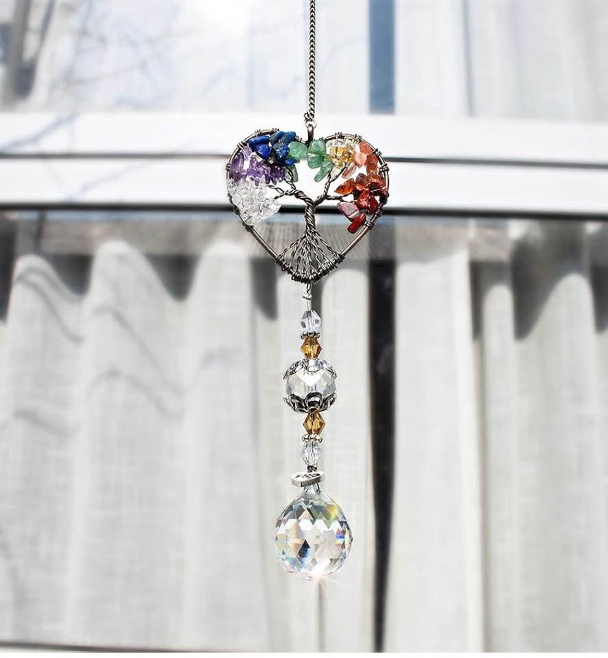 Handmade Tree of Life Crystal Suncatcher
