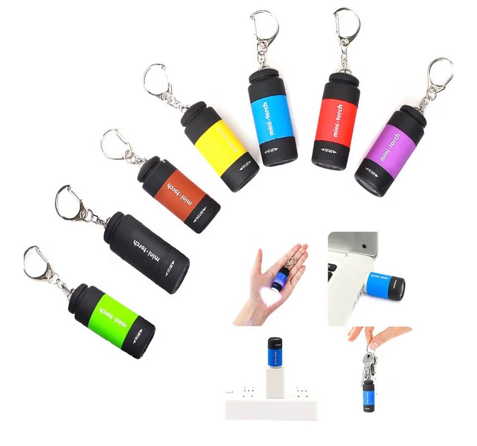Mini Keychain Flashlight, 50 Lumen USB Rechargeable Small Pocket LED Torch Flash
