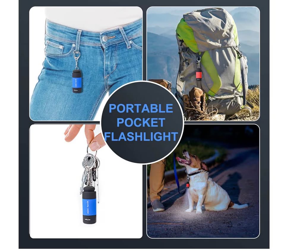 Mini Keychain Flashlight, 50 Lumen USB Rechargeable Small Pocket LED Torch Flash
