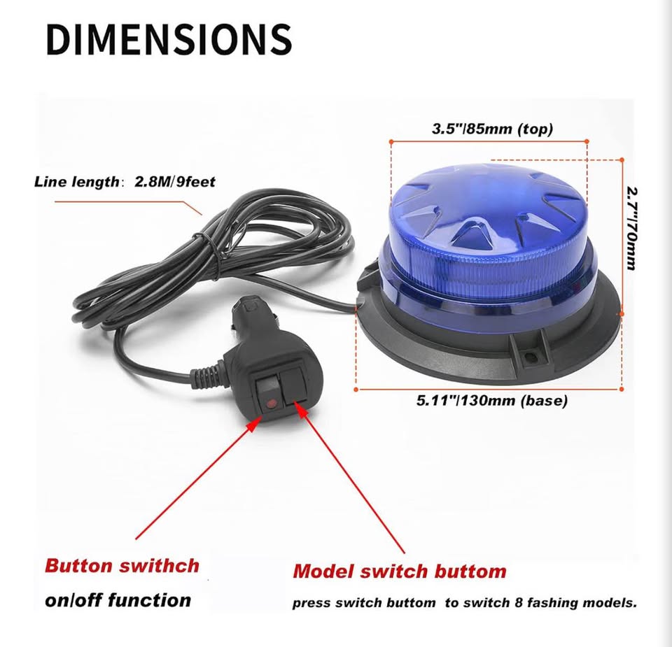 Blue Led Emergency Strobe Beacon Lights for Car Vehicles 12V 24V 24-LEDs
Magneti