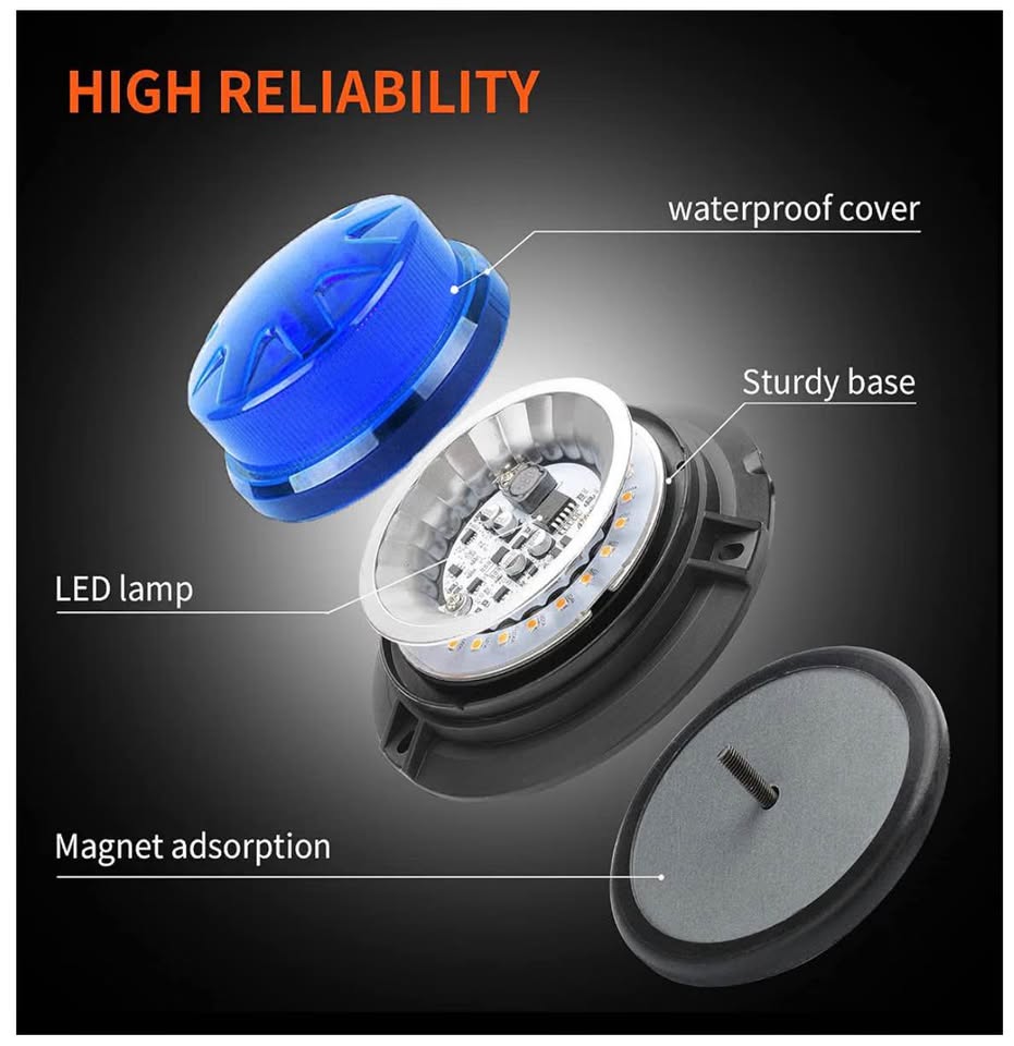 Blue Led Emergency Strobe Beacon Lights for Car Vehicles 12V 24V 24-LEDs
Magneti